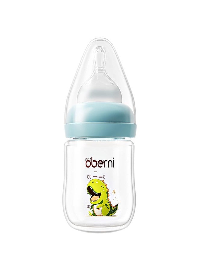 Oberni Baby Bottles with Size S Slow Flow Breast-Like Soft Teat for 0M+, Newborn Feeding Bottle 120ML/Blue/Pack of 1 - Image 1